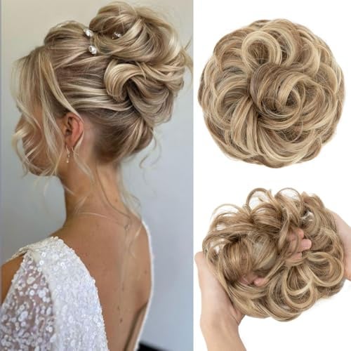 SARLA Messy Bun Hair Piece for Womens Synthetic Scrunchies Buns Extension Hairpieces Updo Pony Tail Sand