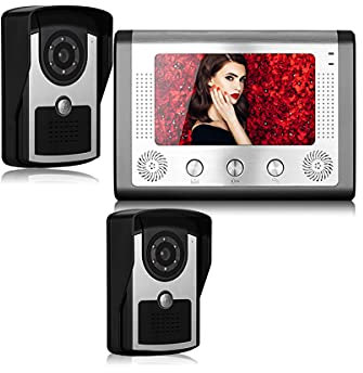 IUBGFTO Doorbell,7 Inch Video Door Phone Doorbell Intercom Kit 2-Camera 1-Monitor Night Vision
