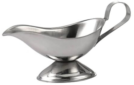 JUNCHENG1008 gravy boat 8 oz Gravy Jug Stainless Steel Gravy Boat Sauce Jug for Serving Gravy Custard Cream Sauce Perfect for Dining Table (Silver) gravy boat and saucer