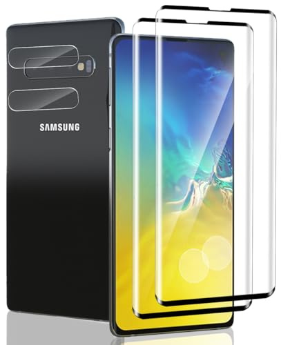 Jaavkkma 2 Stück Schutzfolie für Samsung Galaxy S10 4G Panzerglas + 2 Stück Kamera Schutzglas, Härte 9H/Bläschenfrei Panzer Schutz Glas, Displayschutzfolie für Galaxy S10 4G - HD Gehärtetes Glas