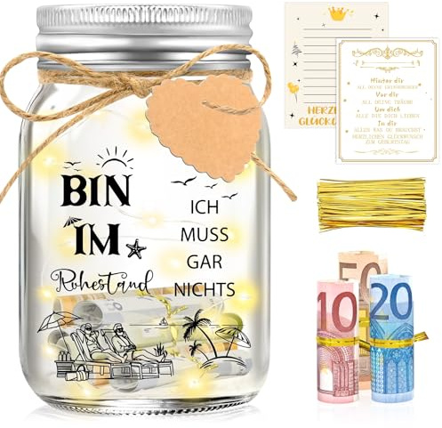 Shining She Ruhestand Geschenk Frauen Mann LED Flaschenlicht Geldgeschenke | Geburtstagsgeschenk für Frauen Männer, Muttertagsgeschenk für Mama, Ruhestand Geschenk Frauen, Personalisierte Geschenke