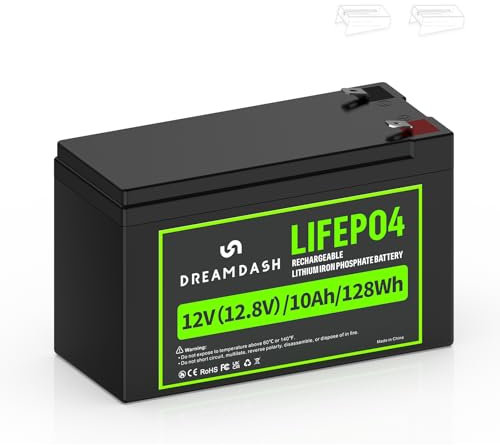12V Batteria al litio 10Ah ricaricabile LiFePO4, 3000+ Ciclo Profondo, funziona da -20 ℃ a 60 ℃, IP55 per Macchina Elettrica Bambini, Telecamere di Sorveglianza, Campeggio