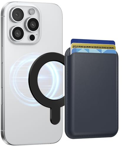 Magnetic Wallet, Compatible with MagSafe Wallet, 3-Card Holder, for iPhone 16/15/14/13/12/11 Series, 3-Card Holder, Vegan Leather (Midnight Blue)