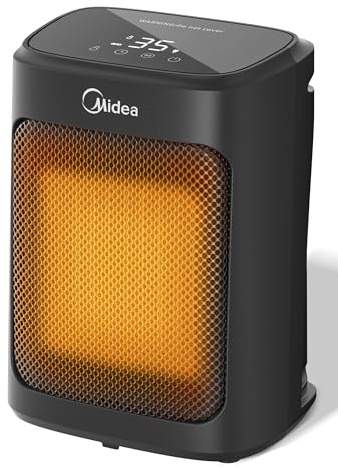 Midea Elektrische Tischheizung, 2000W PTC Keramik-Heizlüfter mit 4 Modi, tragbare Raumheizung, leise und leistungsstark, Überhitzungs- und Kippschutz, 5-35°C einstellbar, 24-Stunden-Timer, ECO
