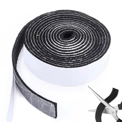 Feltro autoadesivo, 1 rotolo, nastro adesivo in feltro, larghezza 5 cm, autoadesivo, rotolo di feltro nero, lunghezza 10 m, per mobili e sedie