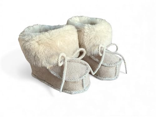 Generisch Babyschuhe aus Lammfell Junge & Mädchen warme Kinder Hausschuhe Geschenk zur Geburt TaufeKrabbelschuhe Lammfellschuhe Baby