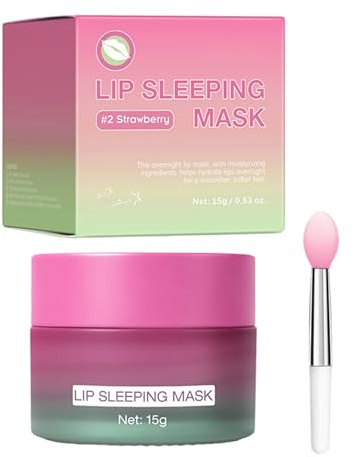 WJnflQN Nacht Lippenmaske | Zweifarbige Feuchtigkeitscreme 15g,Lippenmaske Für Die Nacht Mit Silikonpinsel | Für Frauen: Verbessert Trockenheit, Feuchtigkeitsspendend, Pflege Für Rissige Lippen,