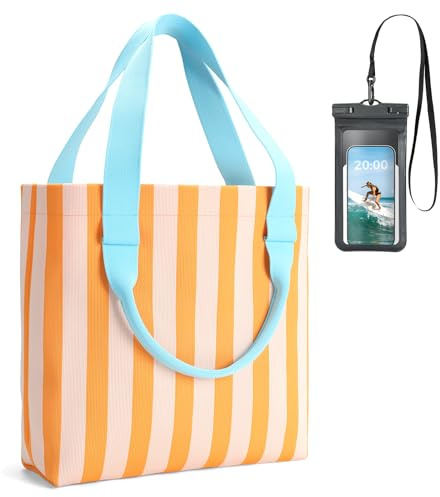 Lekespring Strandtasche Damen 16L Badetasche Tote Bag mit Handytasche