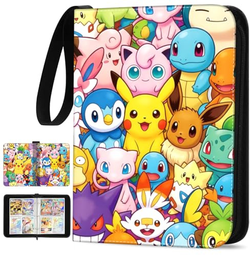 Sammelkarten Album, 4 -Taschen PU Leder Karten Sammelalbum, 50 Seiten 400 Karten Kapazität Wasserdicht Card Binder, SammelHeft Ordner Buch, Kartenmappe, Geschenke von Sammlern und Kindern.