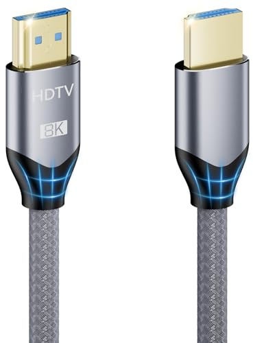 ICZI 8K HDMI Cable 2M, HDMI 2.1 Cable 48Gbps Ultra High Speed | 8K@60Hz 4K@120Hz HDMI Lead, Dynamic HDR eARC HDCP 2.3, Braided Aluminium HDMI Cable for PS5 Xbox Series X TV Monitor