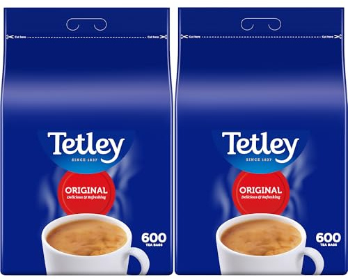 Tetley Original One Cup Black Tea, 2 x 600 Teabags - Rainforest Alliance Certified Black Tea Bags Bulk Pack - Rich, Smooth Taste for a Full Flavoured British Brew at Breakfast or Anytime