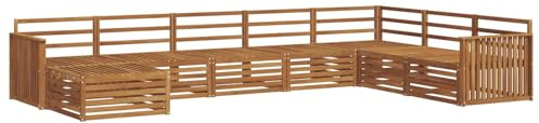 vidaXL Sofagarnituren 8 pcs Natur Massivholz Akazie, Garten Lounge, modernes Outdoor Sofa, strapazierfähiges sectional, Terrassenmöbel für Bequeme Sitzgelegenheiten