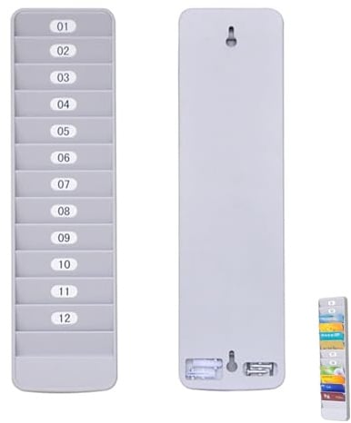 YANJIY Supporto Da Parete per Carte Dipendenti, Porta Tessere Da Parete 12 Slot, Appendere Organizer per Registratore Di Presenze, Plastica, per Ufficio e Famiglia (Grigio-Bianco)
