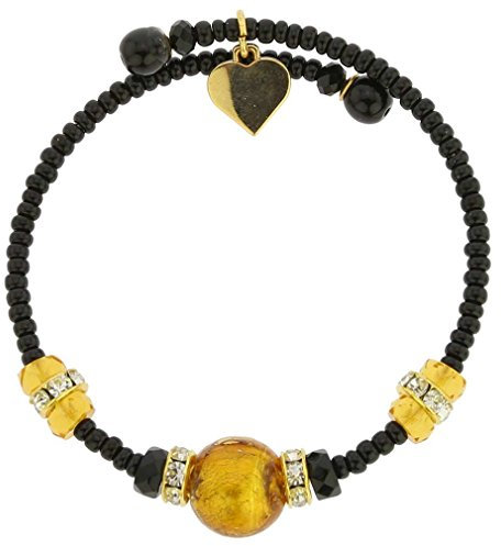 Carino Murano Glas Armband - Topaz Schwarz
