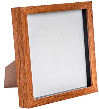 Nicola Spring 3D Shadow Box Photo Frame - 8x8 (20x20cm) - Pack of 1 - Dark Wood 3D Photo Frame Box Picture Square Display Case for Crafts, Keepsakes, Wedding, Graduation