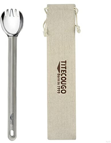 TITECOUGO Cuillère-fourchette en titane pour camping, camping, plein air, randonnée, voyage, pratique pour homme et femme