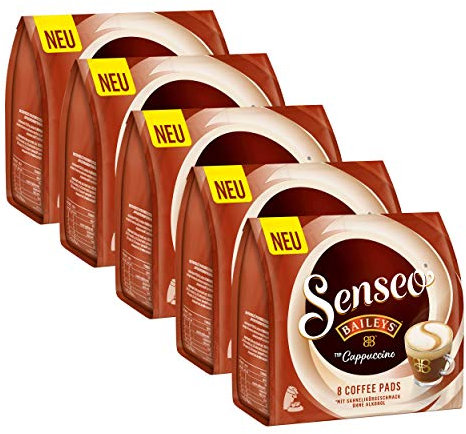 Senseo Lot de 5 Packs de 8 dosettes à café aromatiques pour Cappuccino Baileys