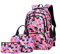 SellerFun Girl Geometric Printed Primary Junior High University School Bag Bookbag 3pcs Backpack Sets(2# Black-3pcs,35L)