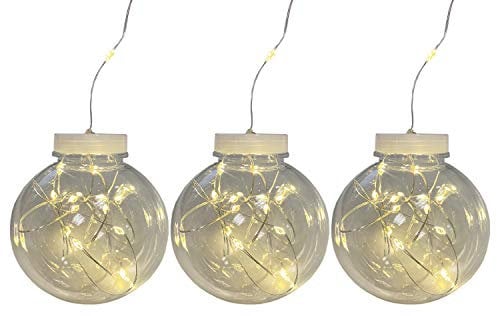 Mojawo 3er Set LED Dekokugel Glühbirne Lichtkugel Kugellampe Batterie betrieben Ø8cm 20 warmweiße LED