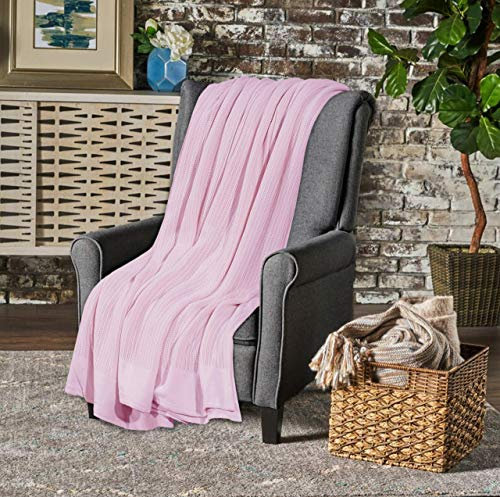 Sapphire Collection Couverture cellulaire 100 % coton bio doux et léger pour adulte (rose, King size 260 x 230 cm)