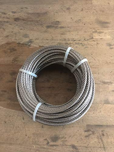 25 m de cable de acero inoxidable de 6 mm de diámetro, clase A4