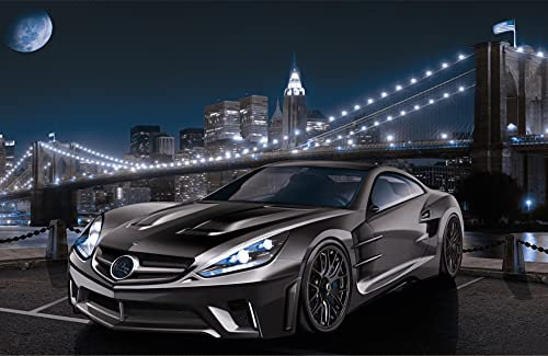AUTO Fototapete VLIES-300x223 cm (414A)-Cars New York City Manhattan Brooklyn Bridge Kinder Wandtapete-Inkl. Kleister-Vliestapete Bild Dekoration Wand-Dekor Moderne Motiv-Tapete Panorama Poster XXL