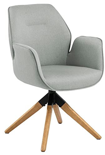 AC Design Furniture Aurelia Esszimmerstuhl, H: 91 x B: 60,5 x T: 58,5 cm, Hellgrau/Eiche Optik, Stoff/Holz, 1 Stk.