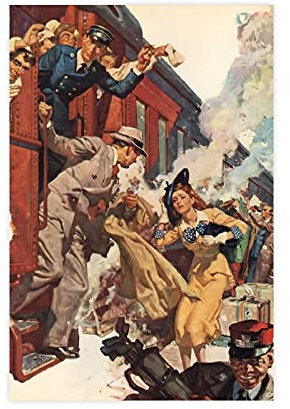 Zeichen-Poster Bahnhofs-Bahnhofs-Leinwand-Poster, Wandkunst-Deko, Bild, Gemälde für Wohnzimmer, Schlafzimmer, Dekoration, 60 x 90 cm, ohne Rahmen: