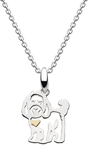 Dew Sterling Silver and 14ct Gold Plate Cockapoo Dog Necklace, 18