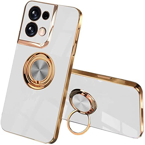 QIYIN Woman's Case for Oppo Reno 8 Pro 5G/Reno8 Pro 5G, Colored Silicone Cover, Camera Protection Case, Ultra-thin Shockproof Cover with Ring Stand (White)