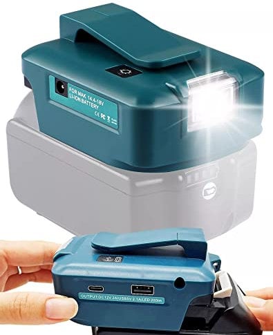 for Makita Battery USB Adapter,USB &Type C Charger,for Phone Type C Charger Fast Charging,Replacement Power Source with LED Work Light,18V to12V Step Down