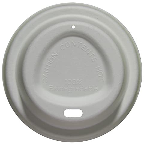 GoCoPack Pack of 100 - Eco-Friendly - 100% Biodegradable - Bagasse - White Coffee Cup Sip Lids - to Fit Standard 8oz or 12oz-16oz Paper Coffee Cups (Large to Fit Standard 12oz-16oz Cups)