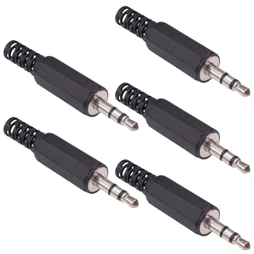 3.5mm Miniature Stereo Insulated Jack Plug Electronic Component (Pack of 5)