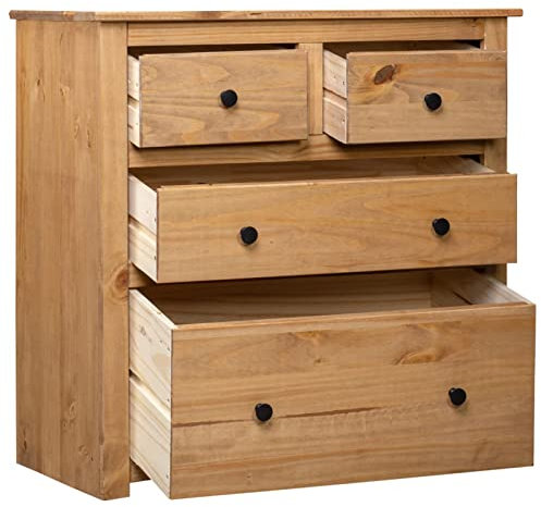 Homgoday Sideboard 80x40x83cm Pinienholz Panama Serie Beistellschrank Schrank Aufbewahrungsschrank für Esszimmer Wohnzimmer Flur und Küche Home Office Möbel Buffet Schrank
