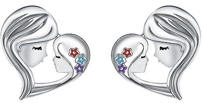 Micory Mutter Tochter Ohrringe 925 Sterling Silber Damen Herz Ohrstecker Schmuck Für Muttertag Geburtstags Weihnachten Geschenk für Sie Frauen Freundin