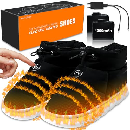 ZONSUSE Beheizte Schuhe für Männer und Frauen, Wiederaufladbare Warme Schuhe mit 3,7 V und 4000 mAh, Heated Slippers, Fußwärmer, Elektrisch Beheiztes Schuhes mit 3 Heizeinstellungen (38-39)