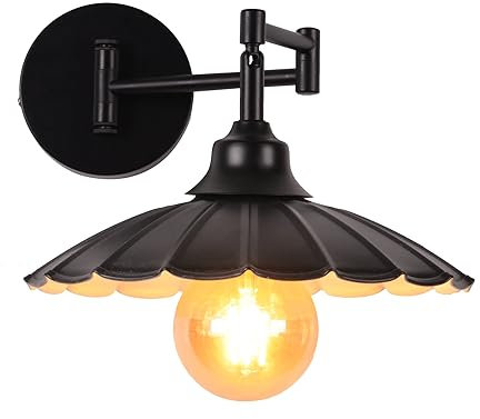 TWSXTE E27 Wandleuchte mit Schwenkarm Wandlampen mit Gelenkarm Industrielle Vintage Metall Wandbeleuchtung Alte Rustikale Retro Nachttischlampen (ohne Glühbirne)