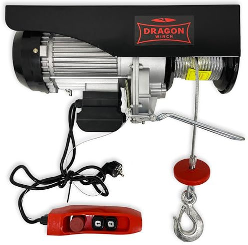 Dragon Winch - Treuil à Câble Électrique 990kg 230V, Treuil-Palan Moteur en Cuivre 1300W avec télécommande à câble, palan électrique d'une capacité de charge de 500kg–990kg hauteur de levage 12m