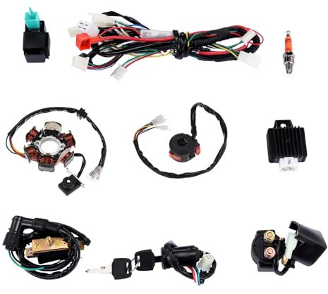 Zündspule 50 70 90 110CC CDI, Komplette Elektrik Kabelbaum Spule Webstuhl Zündsystem Wire Harness Assembly Wiring Set ATV Electric Start QUAD Bike Buggy Go Kart