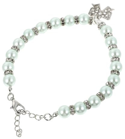 SUPVOX Pearl Pet Necklace Dog Collar Bow Imitation Pearls Collar for Girls Puppy Accessories