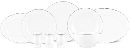 Karaca Tobias Platinum - Vajilla para 12 personas, 56 piezas, New Generation Bone
