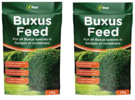 2 x Buxus Feed 1 kg Pouches | Suitable For All Buxus Species In Hedges Or Containers | Promotes Dense And Healthy Growth