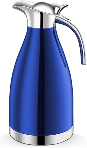 SEIBES Théière isolée, pichet à café isolé, Isolation sous Vide de 2 L, Double paroi en Acier Inoxydable, pichet à thé, Carafe à Eau, Flacon Thermos Thermique (Couleur : X)(Blu)