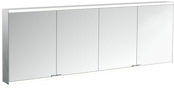 Emco Prime 2 Facelift Lichtspiegelschrank, 2000 mm, 4 Türen, mit verspiegelten Seitenwänden, Aufputzmodell, 9497, Farbe: Aluminium/Spiegel