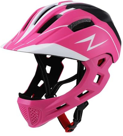Harilla Kids Full Face Helmet Boys Child Bicycle Helmet Removable Mountain Bike Helmets Adjustable Cushioning Sporting Road Cycling Helmets for Kids Boys Girls Children Bicycling, Pink