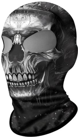 ShopINess 3D-Sturmhaube Totenkopf Unisex Zwei Loch Sturmhaube für Erwachsene für Motorrad Sport Partys Halloween und Karneval Einheitsgröße Schwarz und Weiß