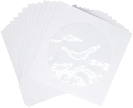 PHENOFICE 100stücke Cd-Paket Mit DVD-Aufbewahrungstasche Aus Papier Transparentes Fensterdesign Cd-hülle Für Heimkino Weiss