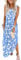 Cuptacc Maxikleid Damen Sommer Rundhals Ärmellos Cocktailkleid Gestreift Bedrucktes Kleid Blaue Blume,Groß L 42-44