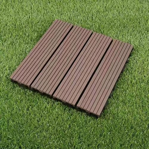 CucCe Balkonboden Ineinandergreifende Holz-Kunststoff-Verbund-Terrassendielen, wasserdichte Outdoor-Terrassendielen, Terrasse, Garten, Pool-Terrassendielen, 8er-Pack Bodenfliesen mit Falz(A-Chocolate)