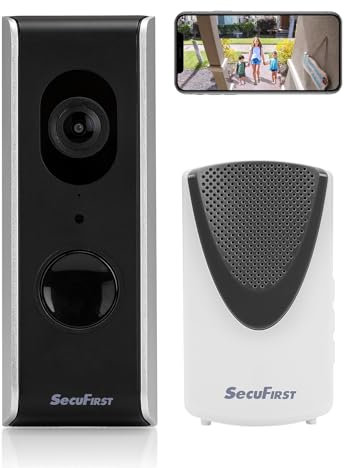 SecuFirst Türklingel mit Kamera mit Chime,Video Türklingel Kabelgebunden,WLAN Klingel Haustür Aussen Wasserdicht,64G-Speicherkarte, 2-Wege-Audio,Schwarz & Silber